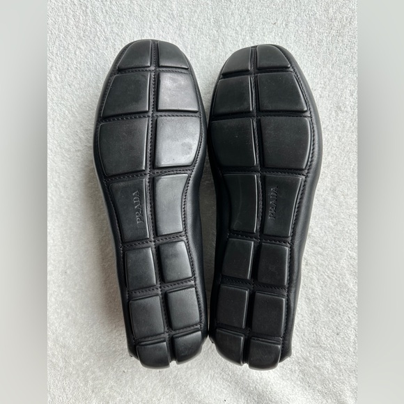 Men’s Prada Triangle Logo Slip On Loafers black leather Sz 10 US 11 - Italy made - Picture 10 of 12